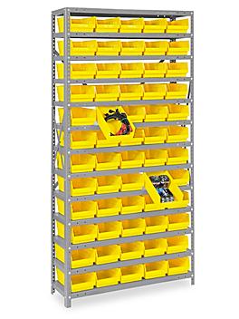 Shelf Bin Organizer - 36 x 12 x 75" with 7 x 12 x 4" Yellow Bins H-1773Y