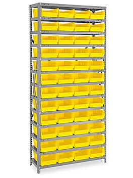 Shelf Bin Organizer - 36 x 12 x 75" with 8 1/2 x 12 x 4" Yellow Bins H-1774Y