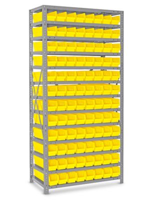 Shelf Bin Organizer - 36 x 18 x 75" with 4 x 18 x 4" Yellow Bins H-1775Y