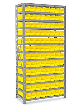 Shelf Bin Organizer - 36 x 18 x 75" with 4 x 18 x 4" Yellow Bins H-1775Y