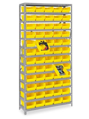 Shelf Bin Organizer - 36 x 18 x 75" with 7 x 18 x 4" Yellow Bins H-1776Y