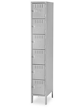 Industrial Lockers - Six Tier, 1 Wide, Assembled, 12" Wide, 18" Deep, Gray H-1845AGR