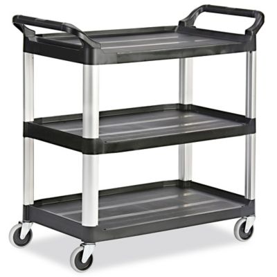 Rubbermaid® Xtra Service Cart w/4 Shelves, 300 lb. Capacity, 40-3/5L x  20W x 51H, Black