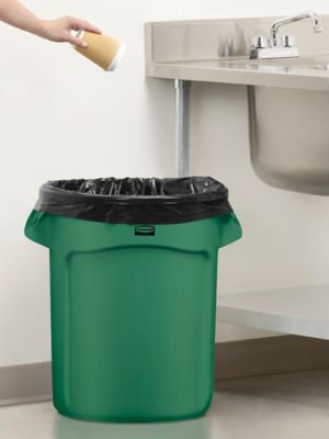 Uline Trash Can with Wheels - 35 Gallon, Green