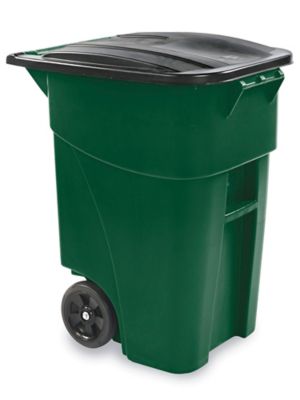 Uline Trash Can with Wheels - 35 Gallon, Green