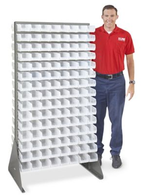 Double Sided Floor Rack Bin Organizer with 7 1/2 x 4 x 3 Red Bins - ULINE Canada - H-1905R