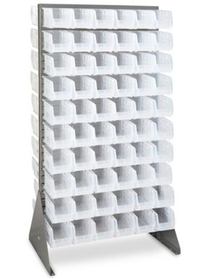 Double Sided Floor Rack Bin Organizer with 11 x 5 1/2 x 5" Clear Bins H-1906C