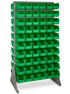 double-sided-floor-rack-bin-organizer-with-11-x-5-1-2-x-5-green-bins-h