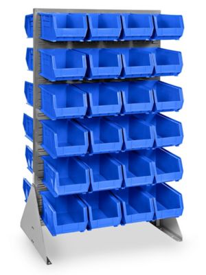  Double Sided Floor Rack Bin Organizer with 15 x 8 x 7" Bins