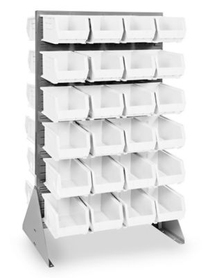 Double Sided Floor Rack Bin Organizer with 15 x 8 x 7 Blue Bins - ULINE - H-1907BLU