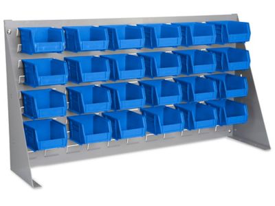 Bench Rack - 37 x 19 with 7 1/2 x 4 x 3 Blue Bins - ULINE - H-1425BLU