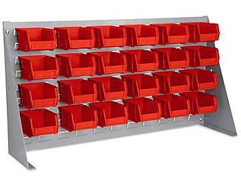Bench Rack - 37 x 19" with 5 1/2 x 4 x 3" Red Bins H-1908R