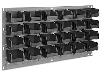 Wall Mount Panel Rack - 36 x 19" with 5 1/2 x 4 x 3" Black Bins H-1909BL