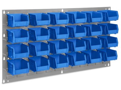 Wall Mount Panel Rack - 36 x 19" with 5 1/2 x 4 x 3" Blue Bins H-1909BLU