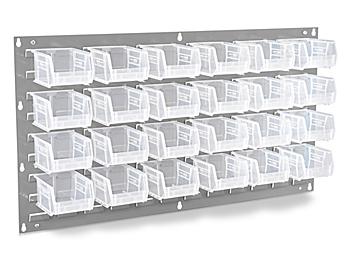 Wall Mount Panel Rack - 36 x 19" with 5 1/2 x 4 x 3" Clear Bins H-1909C