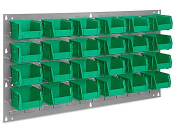 Wall Mount Panel Rack - 36 x 19" with 5 1/2 x 4 x 3" Green Bins H-1909G