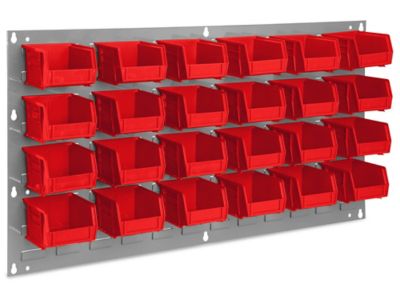 Wall Mount Panel Rack - 36 x 19" with 5 1/2 x 4 x 3" Red Bins H-1909R