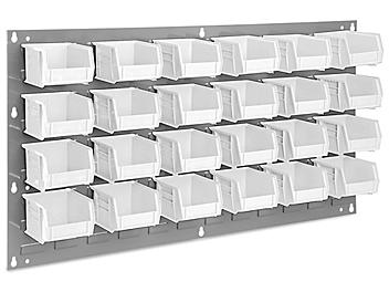 Wall Mount Panel Rack - 36 x 19" with 5 1/2 x 4 x 3" White Bins H-1909W