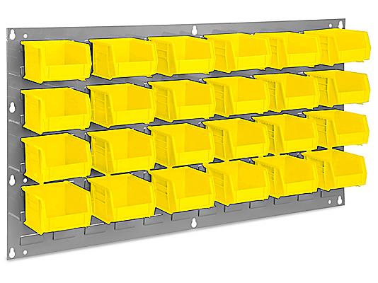 Wall Mount Panel Rack - 36 x 19 with 5 1/2 x 4 x 3 Yellow Bins - ULINE - H-1909Y