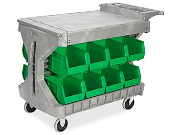 Bin Utility Cart - 11 x 8 x 7" Green Bins H-1910G