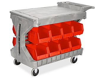Bin Utility Cart - 11 x 8 x 7" Red Bins H-1910R