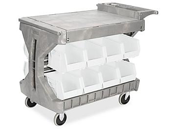Bin Utility Cart - 11 x 8 x 7" White Bins H-1910W