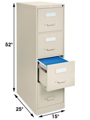 Vertical File Cabinet - Letter, 4 Drawer, Tan H-1915T - Uline