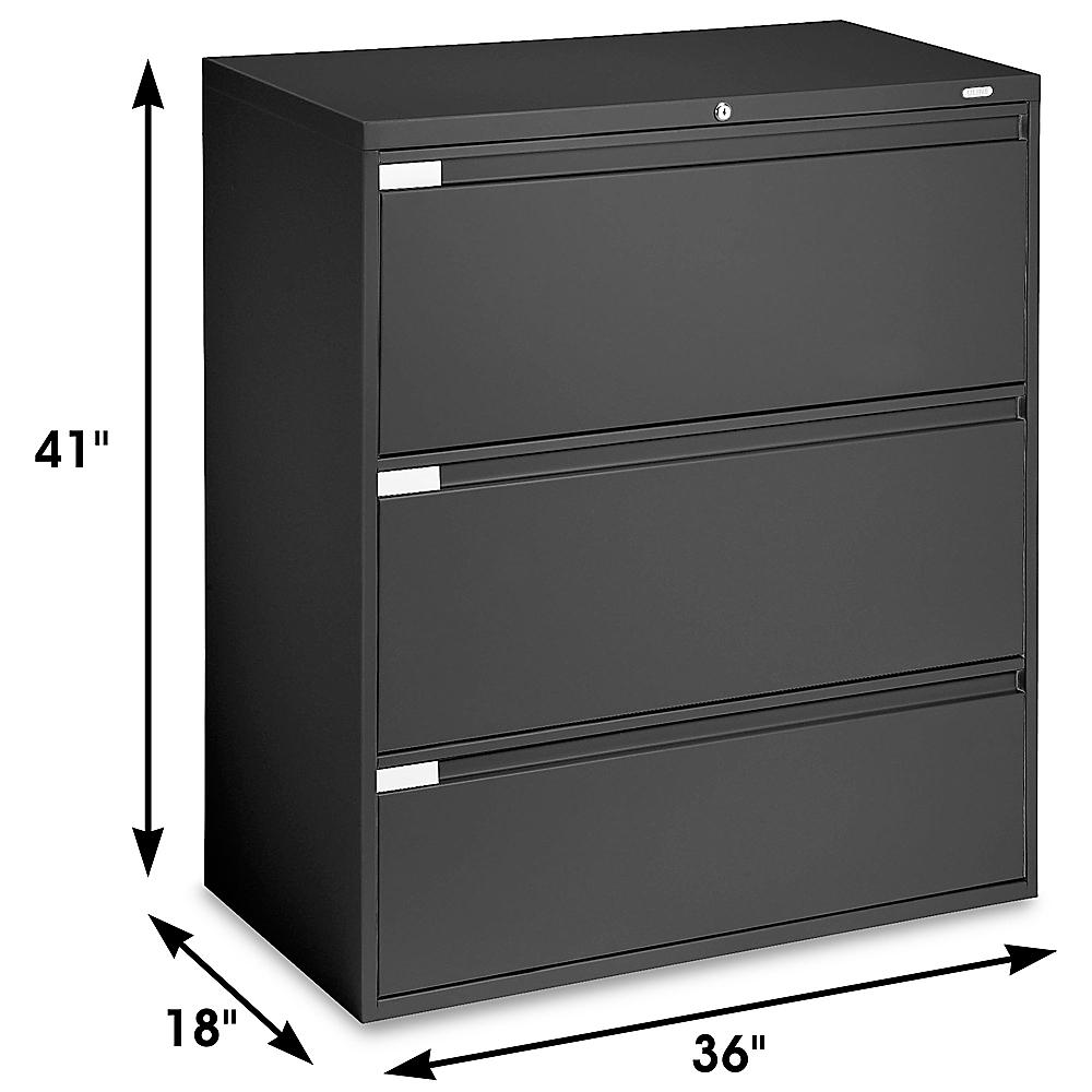 Lateral File Cabinet 36 Wide 3 Drawer Black H 1916bl Uline