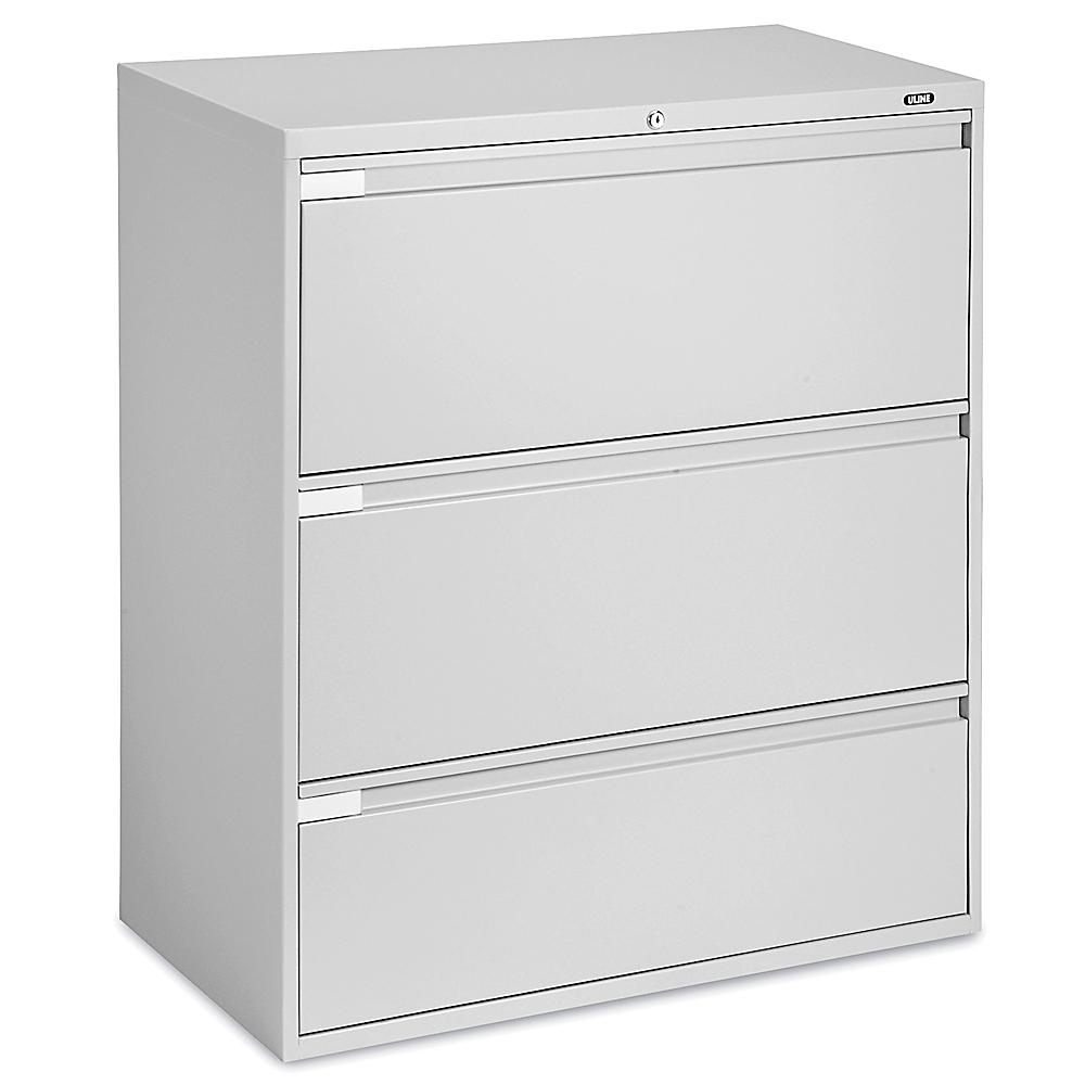 Lateral File Cabinet 36 Wide 3 Drawer Light Gray H 1916gr Uline