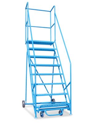 8 Step Rolling Safety Ladder with 15" Top Step H1938 Uline