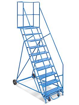 10 Step Rolling Safety Ladder with 15" Top Step H-1940