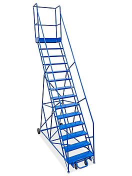 14 Step Rolling Safety Ladder with 15" Top Step H-1944