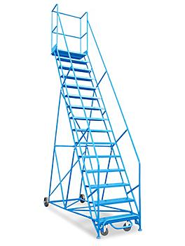 15 Step Rolling Safety Ladder with 15" Top Step H-1945