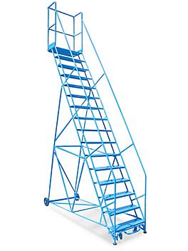 16 Step Rolling Safety Ladder with 15" Top Step H-1946