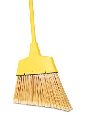 53 in. Wood Handle Plastic Bristles Angle Broom in Yellow (12/Carton)