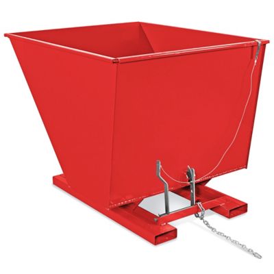 Heavy Duty Steel Dumping Hopper - 2 Cubic Yard, Red