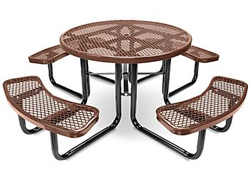 Metal Picnic Table - 46" Round, Brown H-2127BR