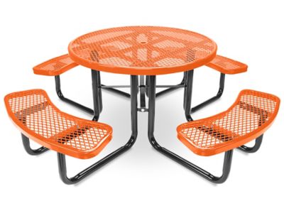 Metal Picnic Table - 46" Round, Orange H-2127O