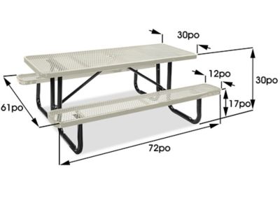Table de pique-nique en bois – 6 pi, cadre en A H-2999 - Uline