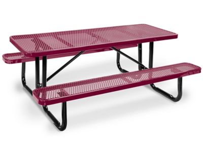 Metal Picnic Table - 6' Rectangle, Burgundy H-2128BU