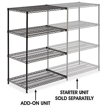 Black Wire Shelving Add-On Unit - 36 x 24 x 54" H-2132-54A