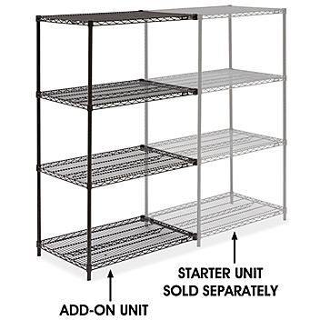 Black Wire Shelving Add-On Unit - 36 x 24 x 63" H-2132-63A
