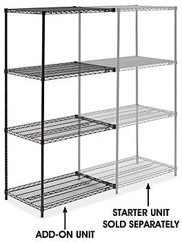 Black Wire Shelving Add-On Unit - 36 x 24 x 72" H-2132-72A