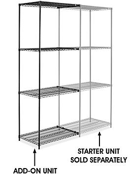 Black Wire Shelving Add-On Unit - 36 x 24 x 96" H-2132-96A