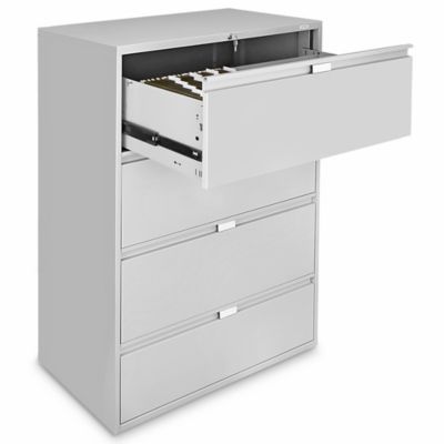 Lateral File Cabinet - 36" Wide, 4 Drawer, Light Gray