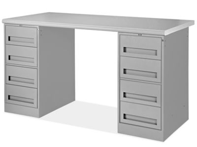 4 Drawer/4 Drawer Pedestal Workbench - 60 x 30", Laminate Top H-2171-LAM