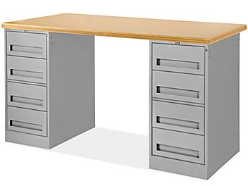 4 Drawer/4 Drawer Pedestal Workbench - 60 x 30", Composite Wood Top H-2171-WOOD