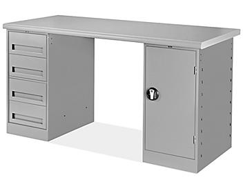 4 Drawer/1 Cabinet Pedestal Workbench - 60 x 30", Laminate Top H-2173-LAM