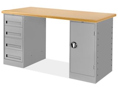 Mesa de oficina serie TONO T3 con ala y cajonera pedestal 3 cajones de  Mobel Linea