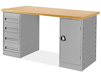 4 Drawer/1 Cabinet Pedestal Workbench - 60 x 30", Composite Wood Top H-2173-WOOD